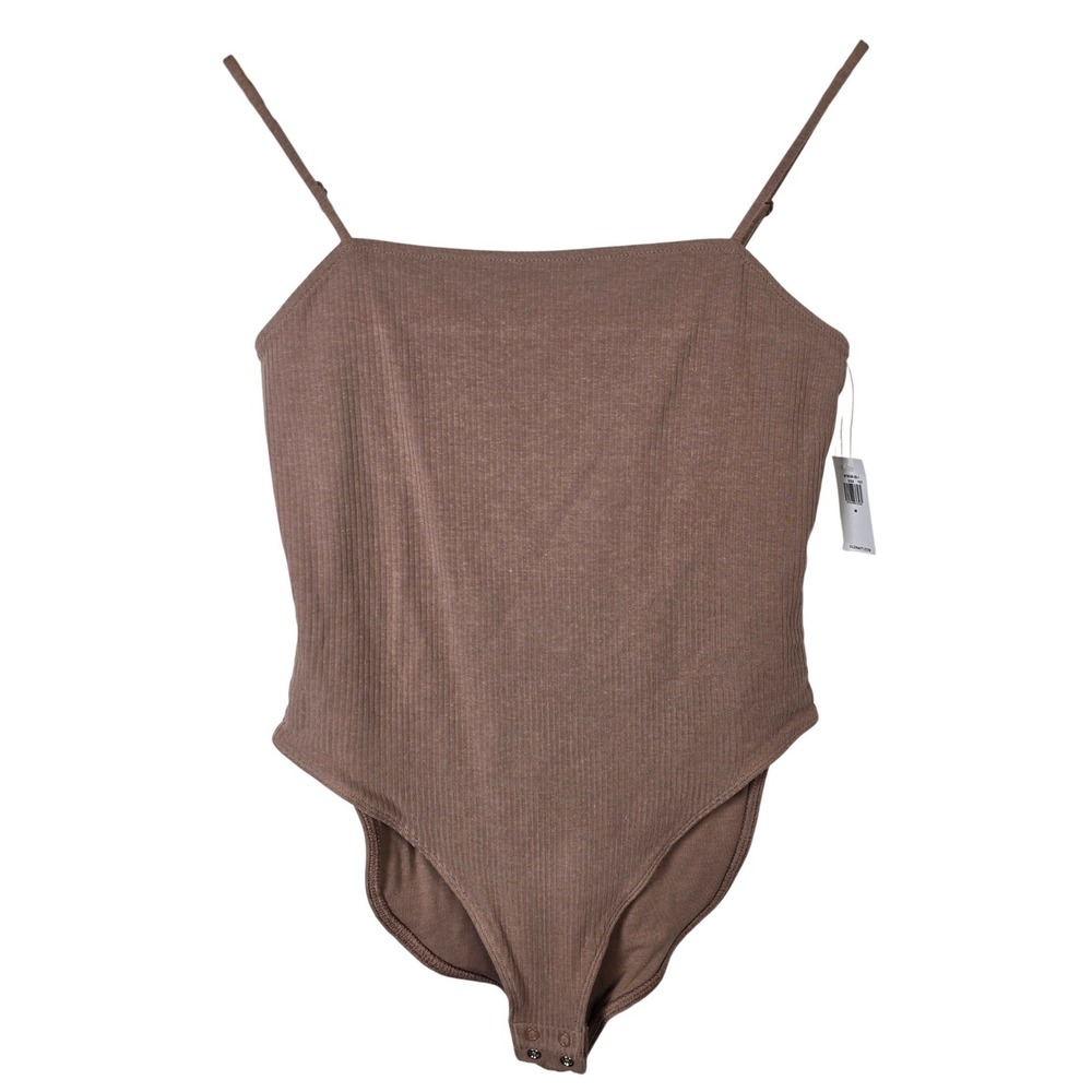 Old Navy Womens Ribbed Square-Neck Cami Bodysuit Brown Medium NWT
